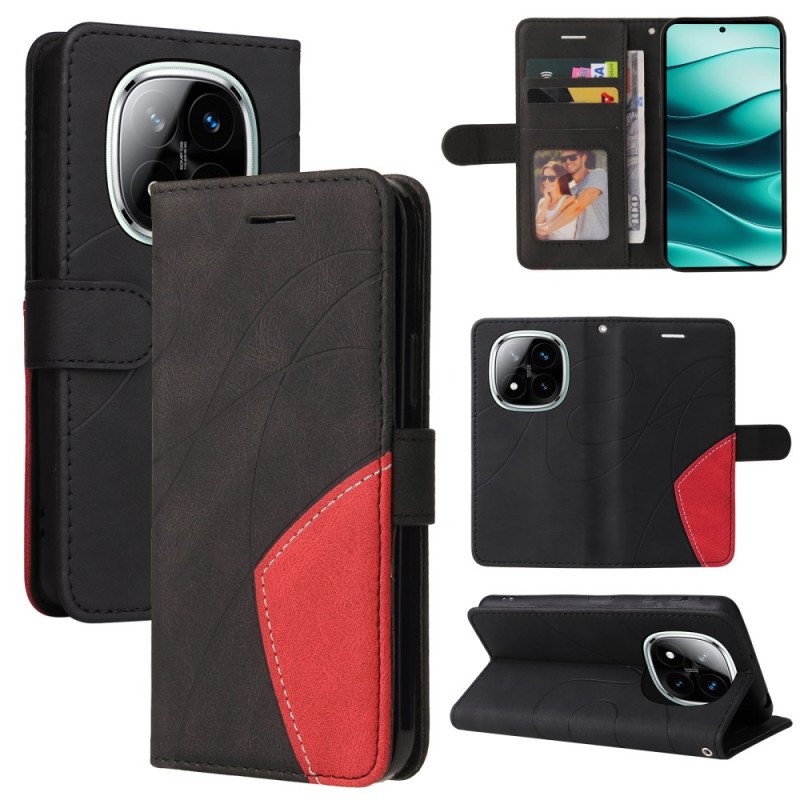 Läderfodral Xiaomi Redmi Note 14 Pro Plus 5g Telefonfodral Tvåfärgade Vågiga Linjer