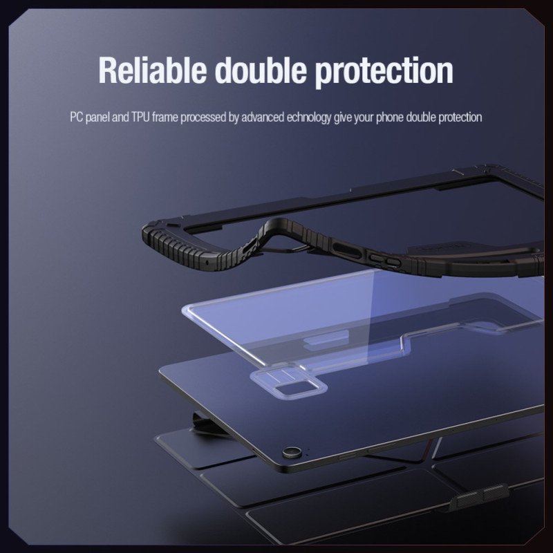 Samsung Galaxy Tab S10 Fe Plus Nillkin-stötfångare Med Origami-stativ Och Glidande Skydd