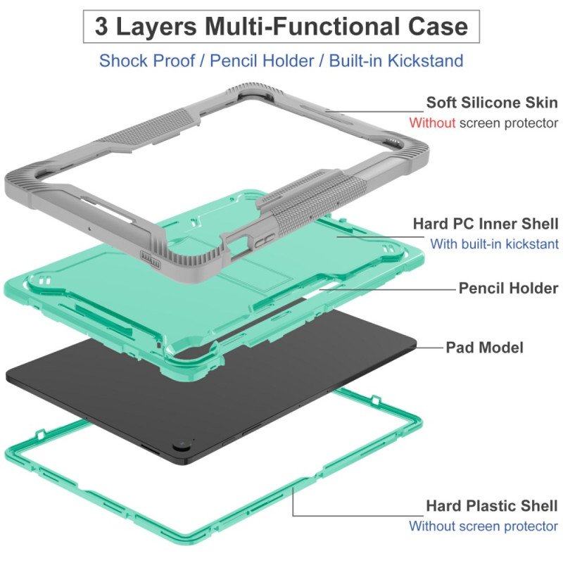 Skal Samsung Galaxy Tab S10 Fe Plus Telefonfodral Hopfällbart Stativ