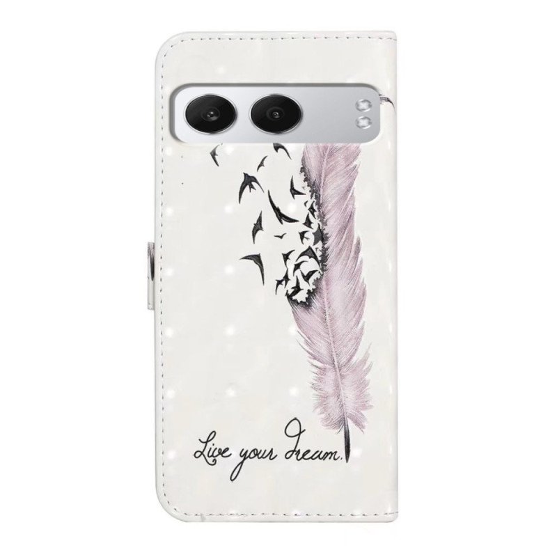Läderfodral Oneplus Nord 4 Telefonfodral 3d Rosa Fjäder