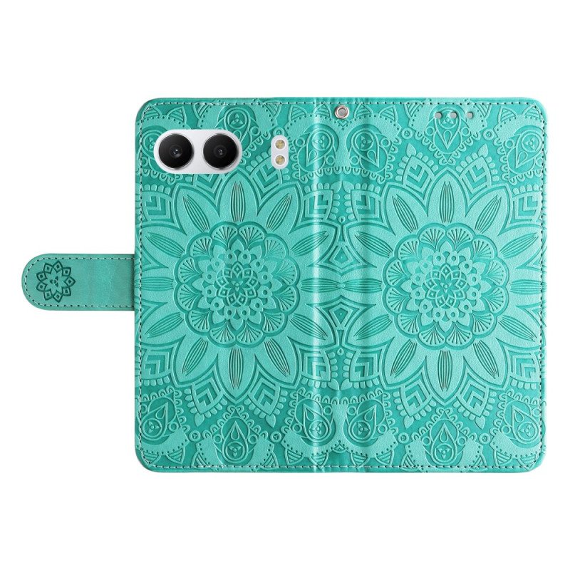 Läderfodral Oneplus Nord 4 Telefonfodral Solrosmönstrad Rem