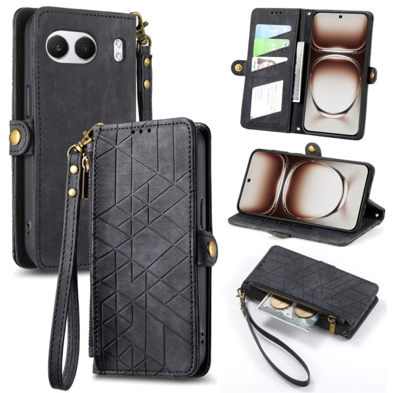 Läderskal Fodral Oneplus Nord 4 Plånbok Med Geometriskt Mönster