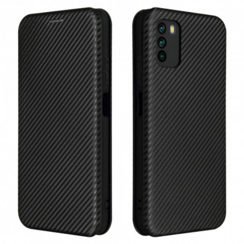 Folio-fodral Poco M3 Läderfodral Kolfiber Med Stödring