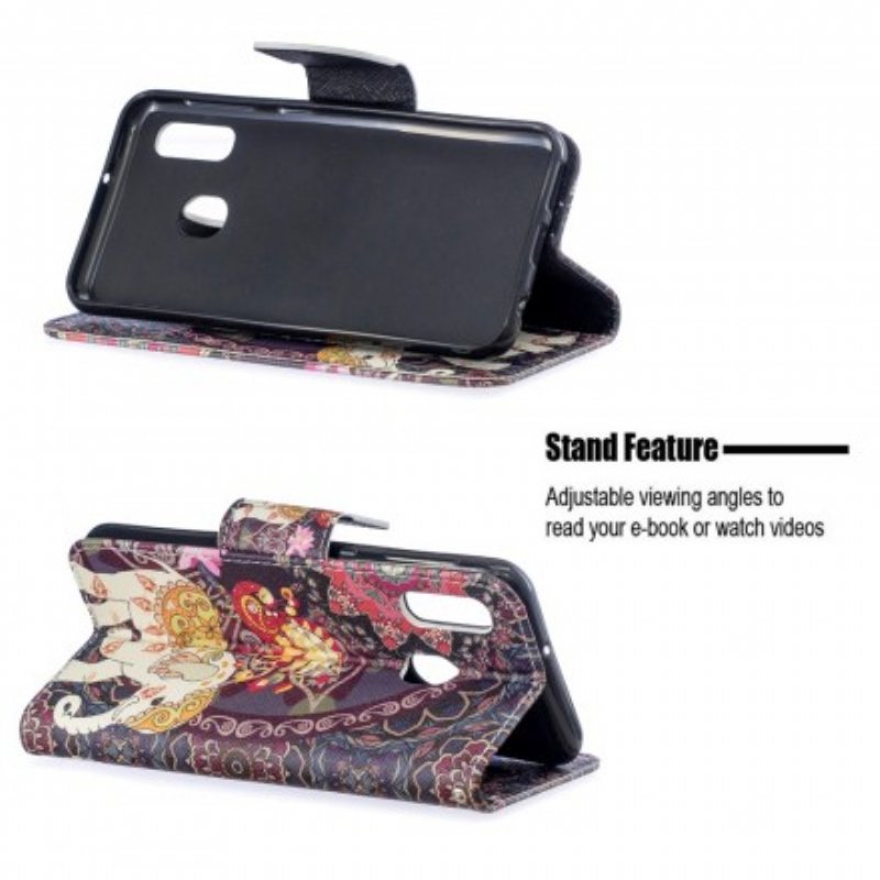 Folio-fodral Samsung Galaxy A20e Etniska Elefanter Mandala