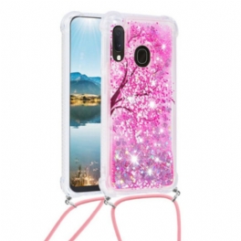 Mobilskal Samsung Galaxy A20e Med Snodd Dragsko Med Paljettträd