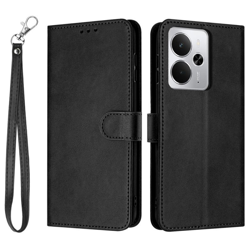 Läderfodral Realme 14t 5g Telefonfodral Lädereffekt Med Snodd