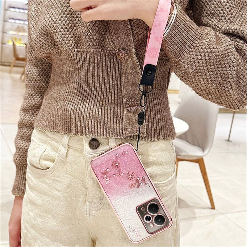 Skal Realme 14t 5g Telefonfodral Kadem Blommor Och Strassrem