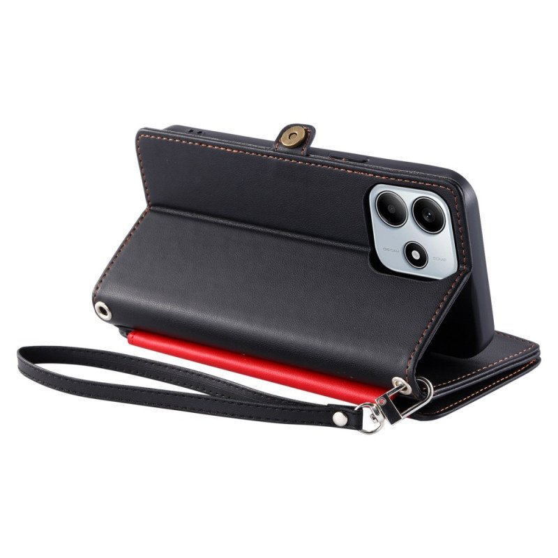 Fodral För Xiaomi Redmi Note 14 5g Plånbok Med Justerbar Rem