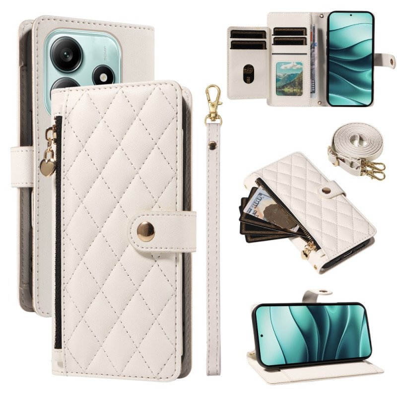 Fodral För Xiaomi Redmi Note 14 5g Quiltad Med Remmar