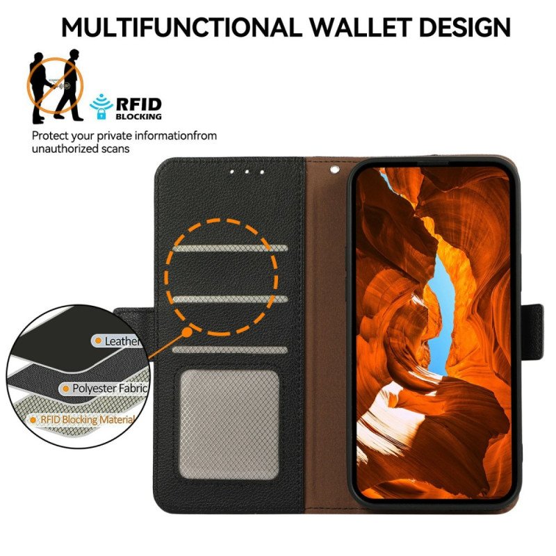 Läderfodral Xiaomi Redmi Note 14 5g Telefonfodral Rfid-skydd Abeel