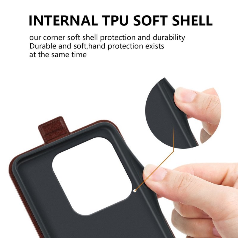 Läderfodral Xiaomi Redmi Note 14 5g Telefonfodral Vertikal Flik Och Kortfack