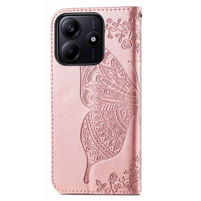 Läderskal Fodral Xiaomi Redmi Note 14 5g Barockfjäril