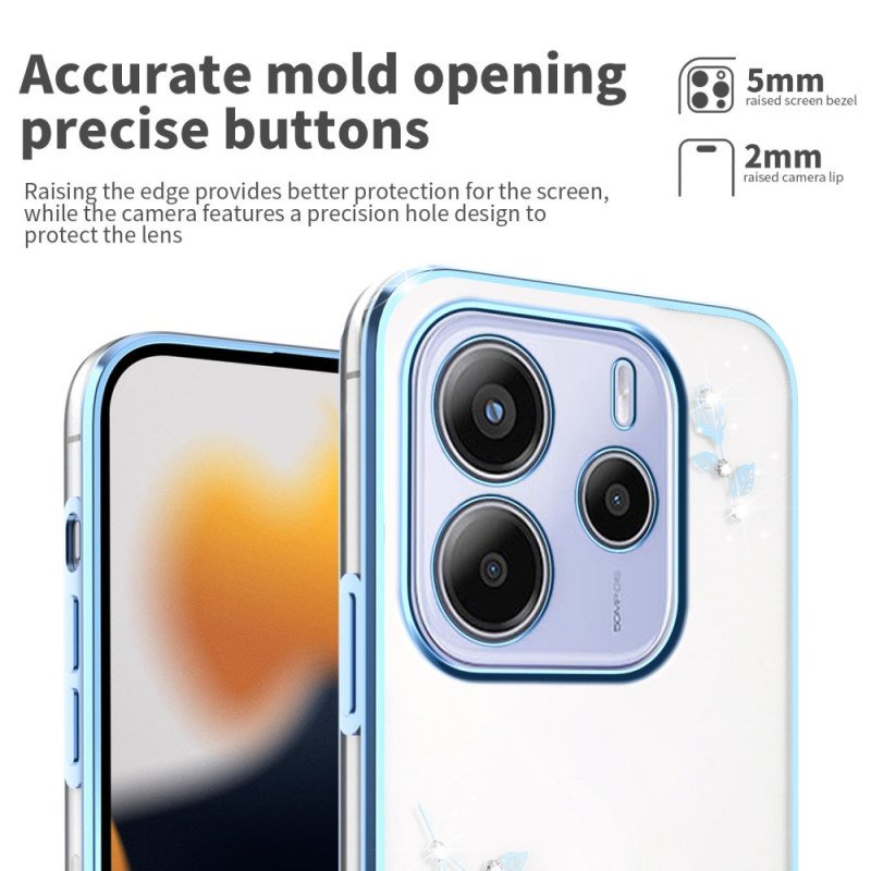 Skal Xiaomi Redmi Note 14 5g Kadem Blommor Och Strass