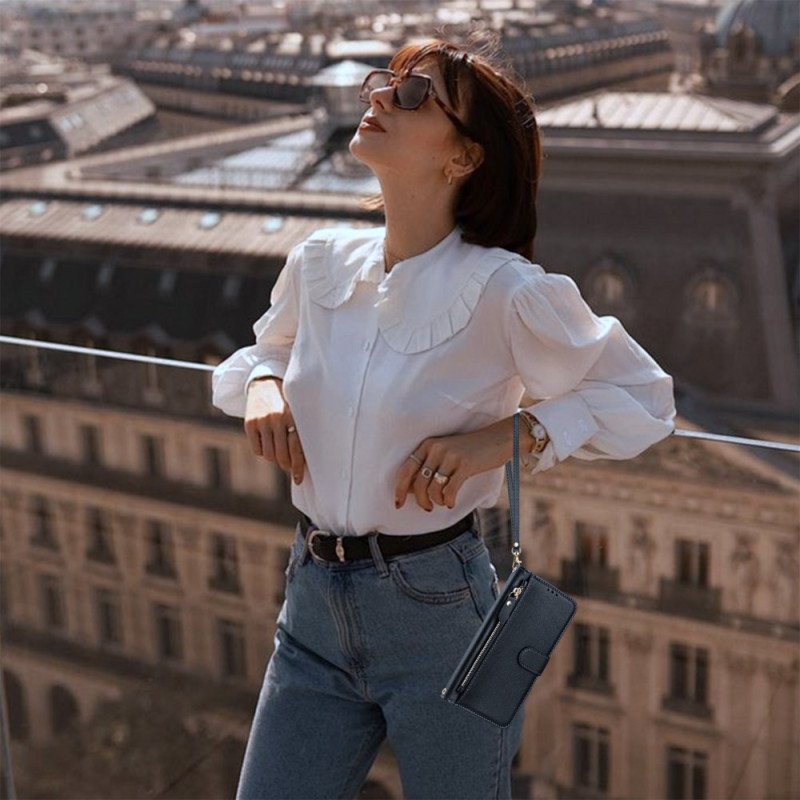 Läderfodral Oppo Reno 13f 4g / 5g / 13 Fs 5g Telefonfodral Ficka Med Dragkedja Och Korthållare