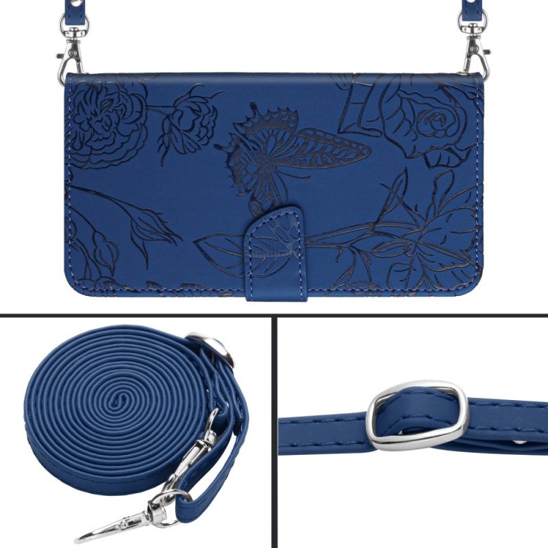 Läderskal Fodral Oppo Reno 13f 4g / 5g / 13 Fs 5g Axelväska Med Fjärilstryck