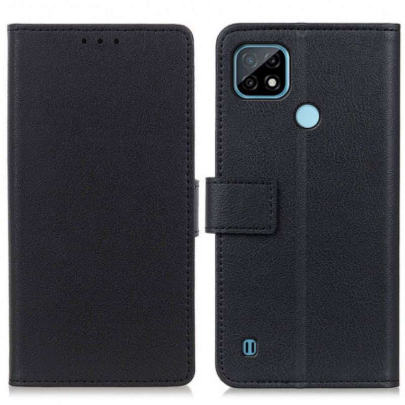 Folio-fodral Realme C21 Enkel Glänsande Lädereffekt