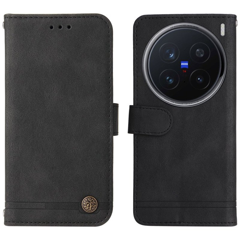 Läderfodral Vivo X200 Pro Telefonfodral Dekorativt Nit Med Mockaeffekt