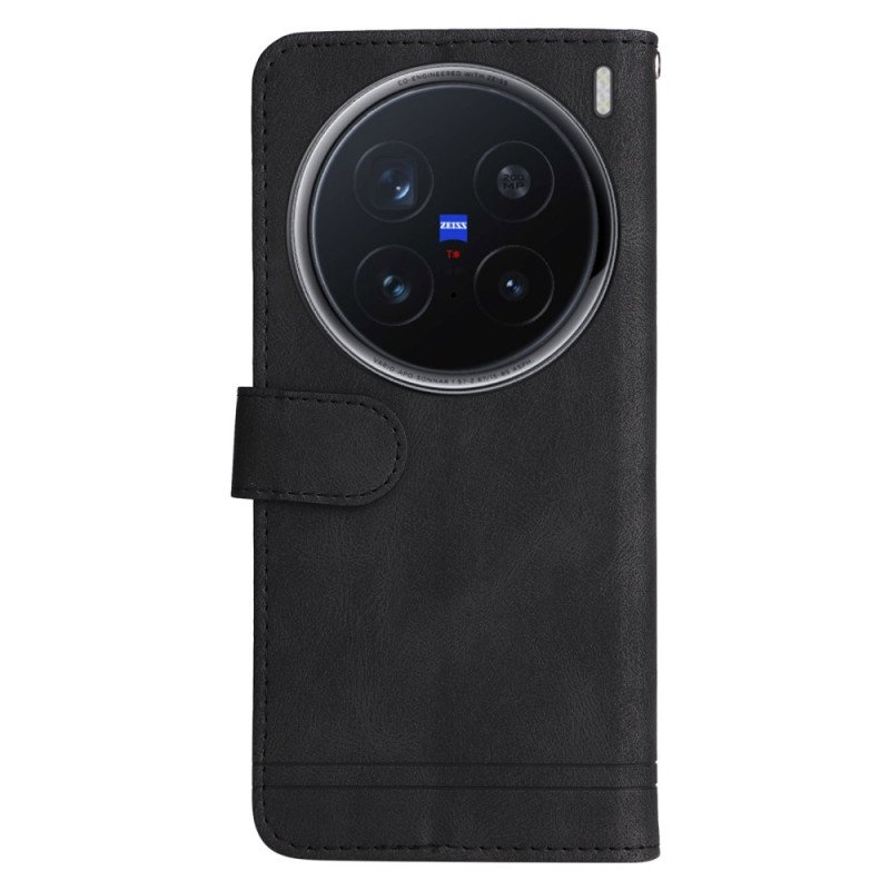 Läderfodral Vivo X200 Pro Telefonfodral Dekorativt Nit Med Mockaeffekt