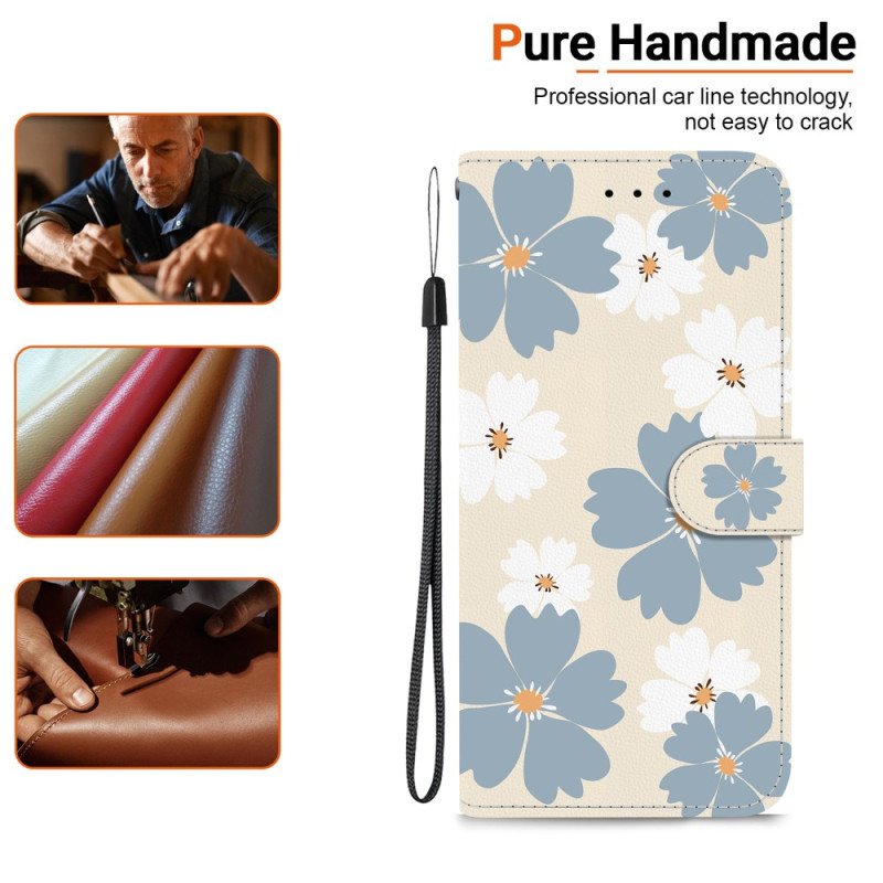 Fodral Poco C85 Grå Och Vita Blommor