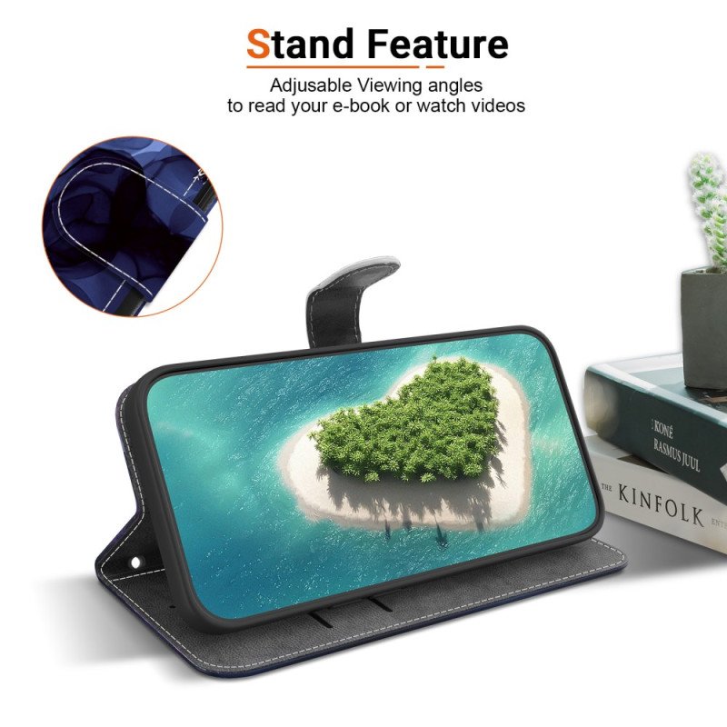 Läderfodral Poco C85 Telefonfodral Blå Blommor