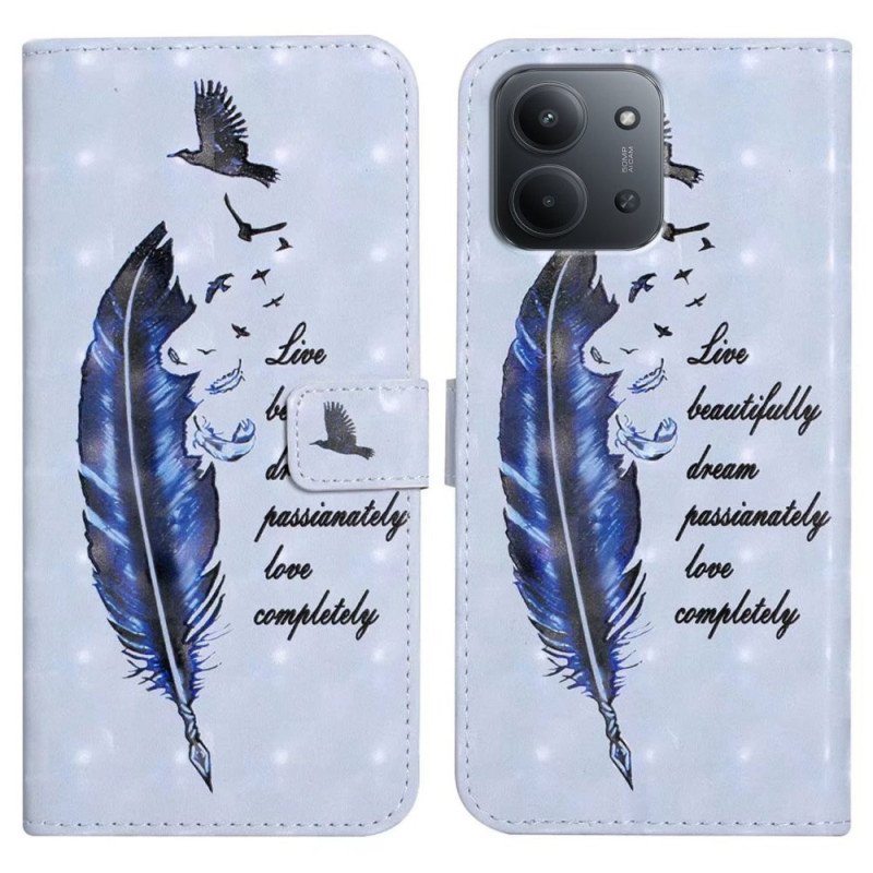 Läderskal Fodral Poco C85 Blå Fjäder