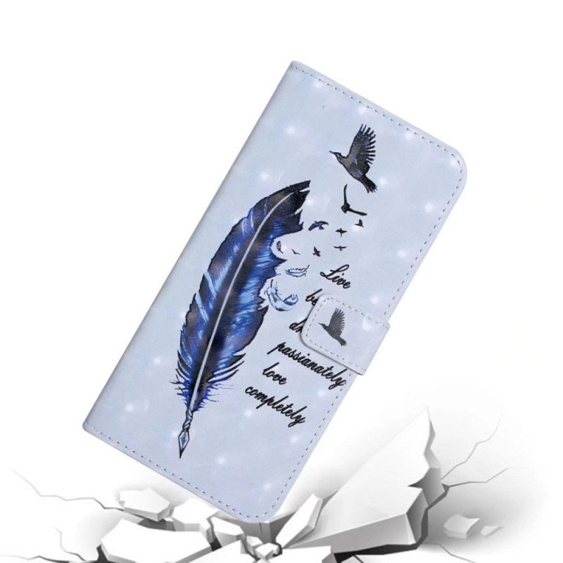 Läderskal Fodral Poco C85 Blå Fjäder