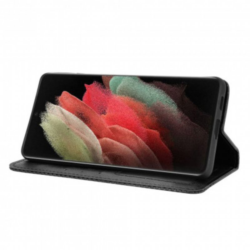 Folio-fodral Samsung Galaxy S21 Ultra 5G Läderfodral Stiliserad Vintage Lädereffekt