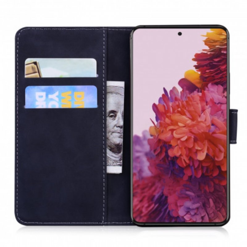 Folio-fodral Samsung Galaxy S21 Ultra 5G Monokrom Lädereffekt