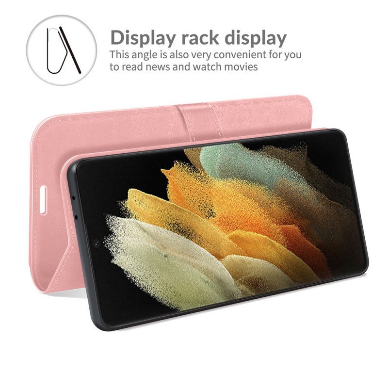 Läderfodral Samsung Galaxy S21 Ultra 5G Textur Nya Färger