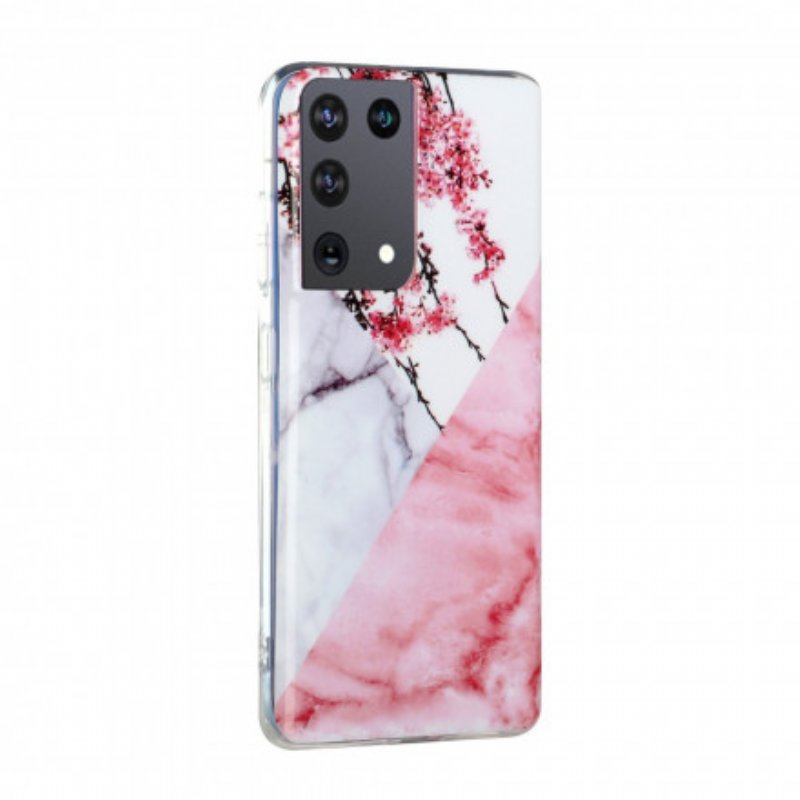 Mobilskal Samsung Galaxy S21 Ultra 5G Marmorerad Plommonblomning