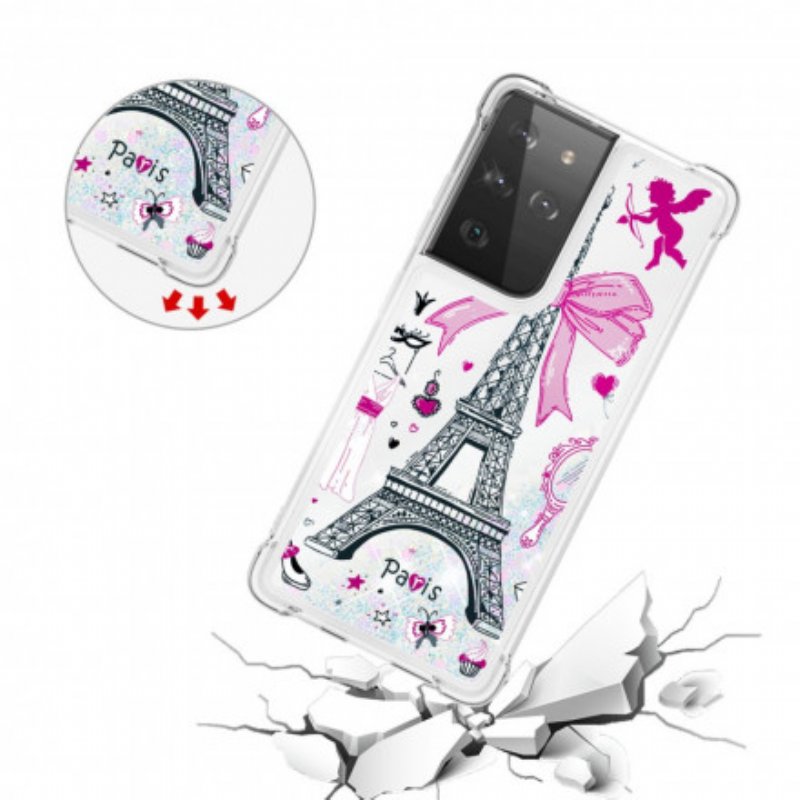 Skal Samsung Galaxy S21 Ultra 5G Eiffeltornets Paljetter