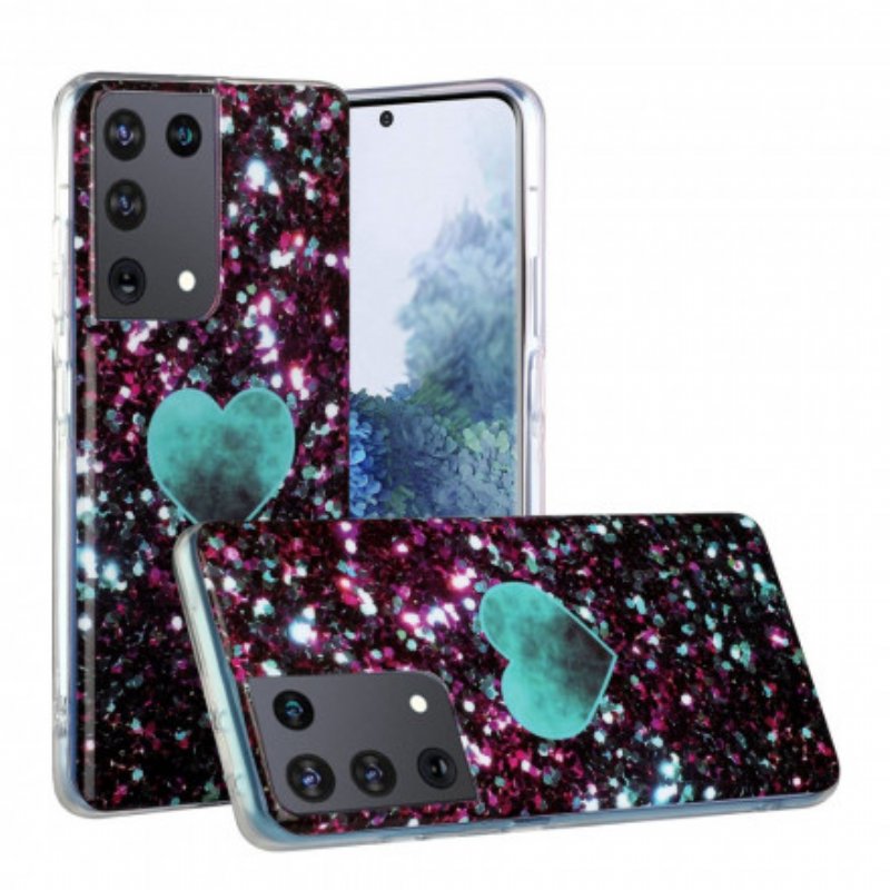 Skal Samsung Galaxy S21 Ultra 5G Glitter Marmor Hjärta
