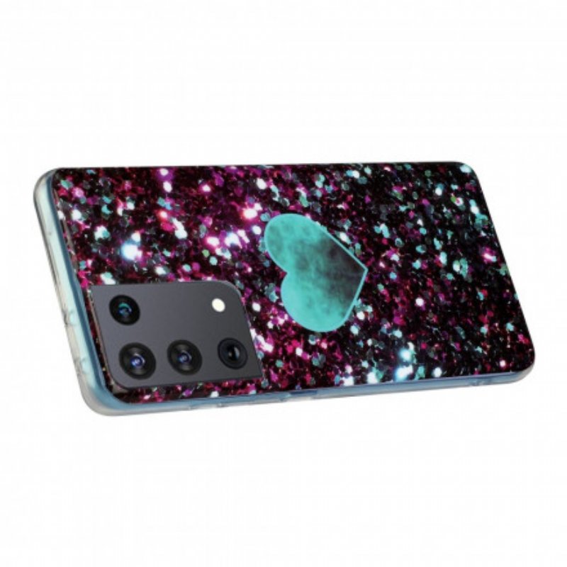 Skal Samsung Galaxy S21 Ultra 5G Glitter Marmor Hjärta