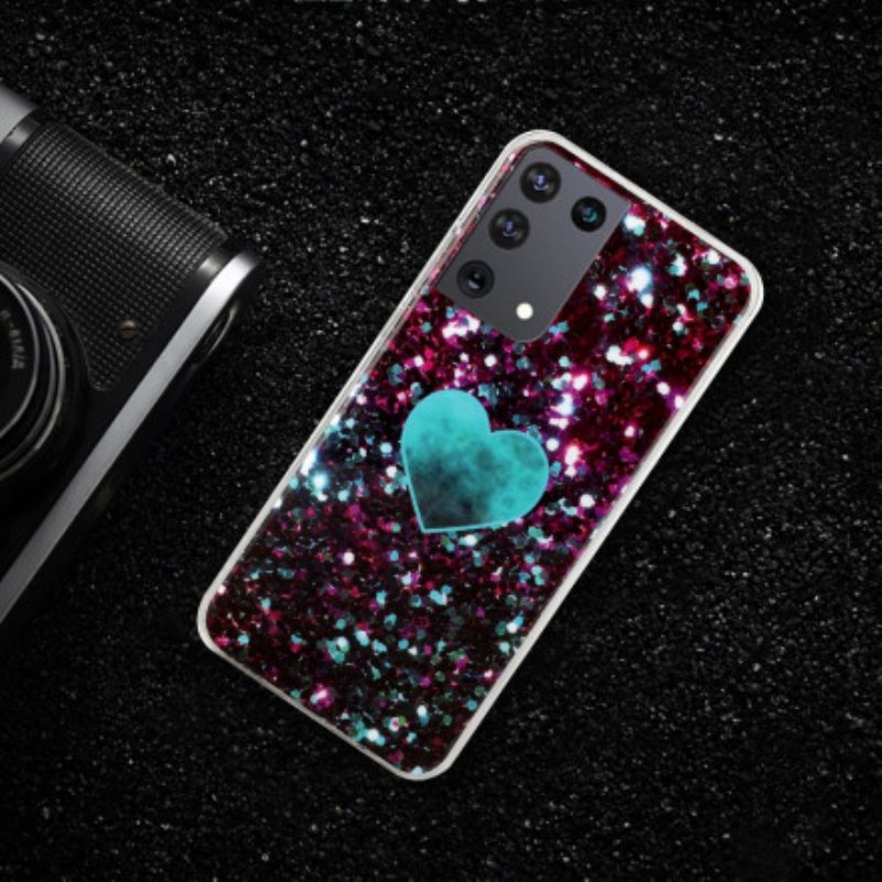 Skal Samsung Galaxy S21 Ultra 5G Glitter Marmor Hjärta