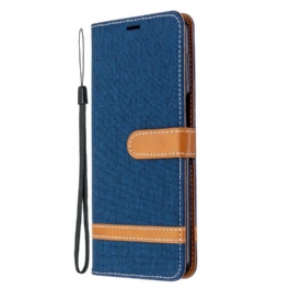 Fodral Xiaomi Redmi Note 9S / 9 Pro Med Kedjar Rem I Tyg Och Lädereffekt