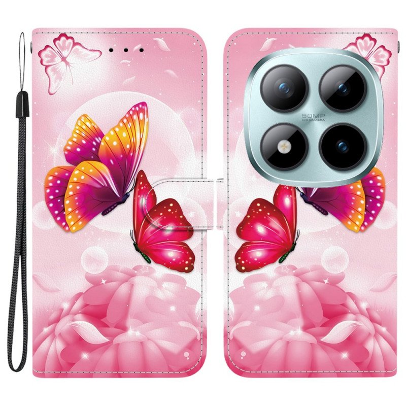 Fodral För Xiaomi Redmi Note 15 Pro 5g Rosa Fjärilar