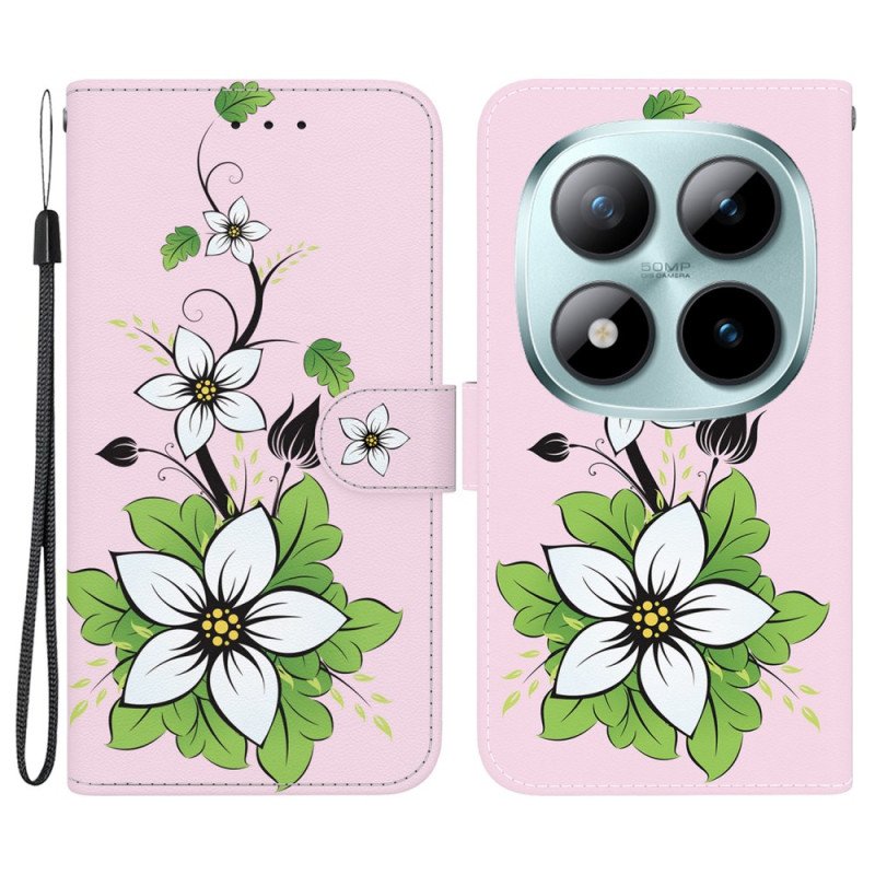 Läderskal Fodral Xiaomi Redmi Note 15 Pro 5g Liljemönster