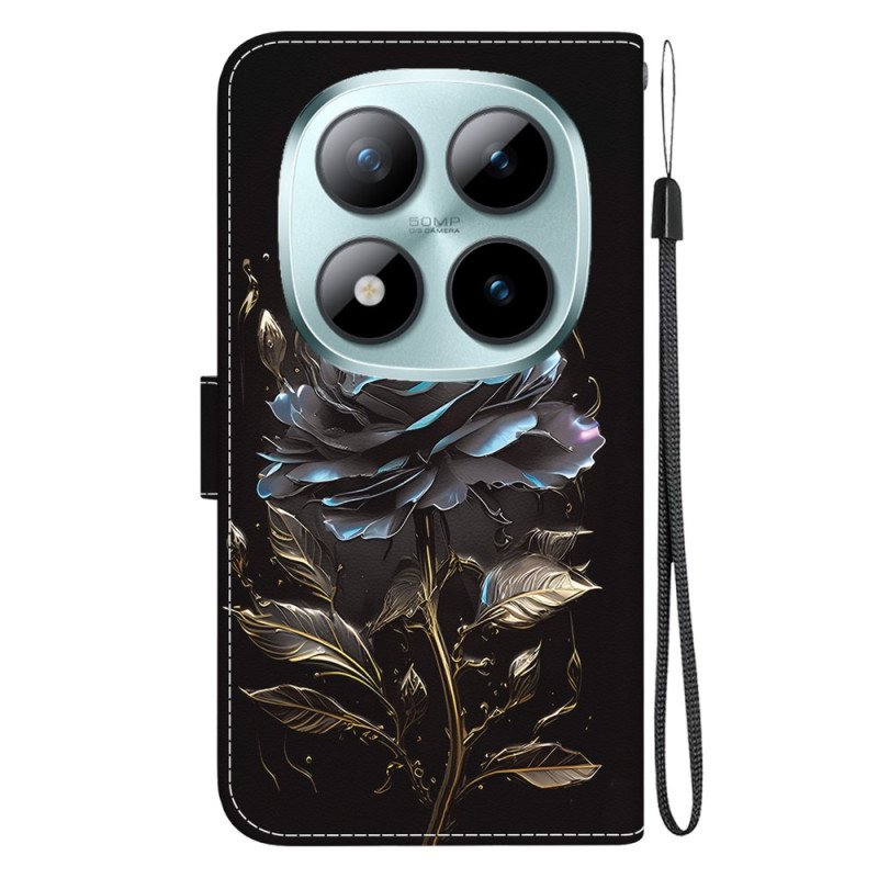 Läderskal Fodral Xiaomi Redmi Note 15 Pro 5g Svart Ros