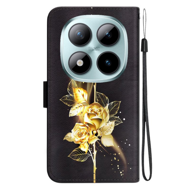 Skyddsfodral Xiaomi Redmi Note 15 Pro 5g Gyllene Fjäril Och Rosor