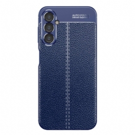 Skal Samsung Galaxy A14 / A14 5G Dubbel Linje Litchi Läder Effekt