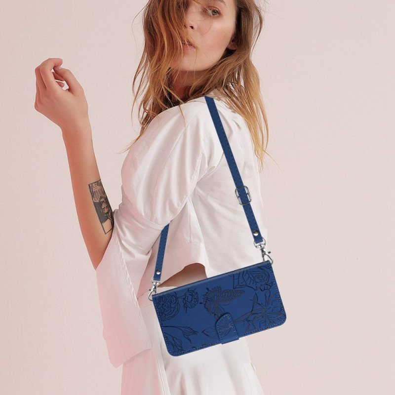 Fodral För Xiaomi Redmi Note 14 4g Axelrem Med Fjärilstryck