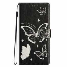 Fodral För Xiaomi Redmi Note 14 4g Svarta Och Vita Fjärilar