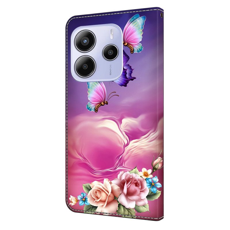 Fodral Xiaomi Redmi Note 14 4g Blommiga Fjärilar