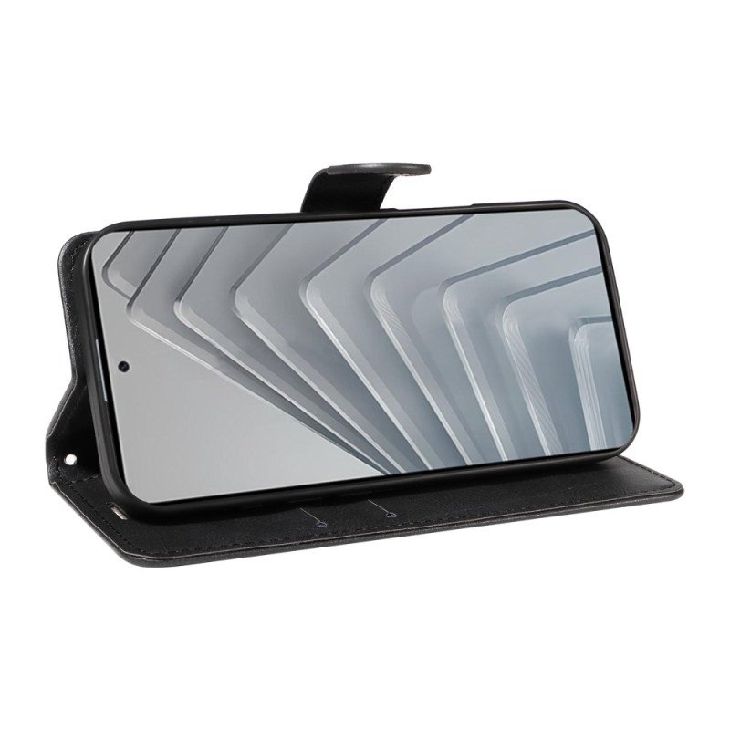 Läderfodral Xiaomi Redmi Note 14 4g Telefonfodral Enfärgad Konstläder Med Rem