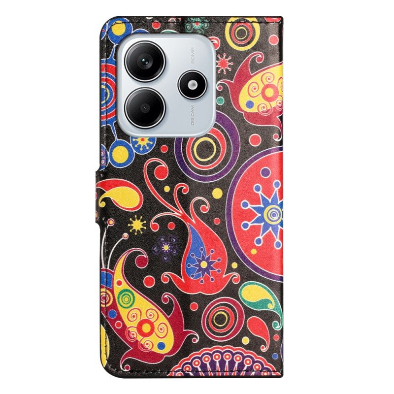 Läderfodral Xiaomi Redmi Note 14 4g Telefonfodral Galaxmönster