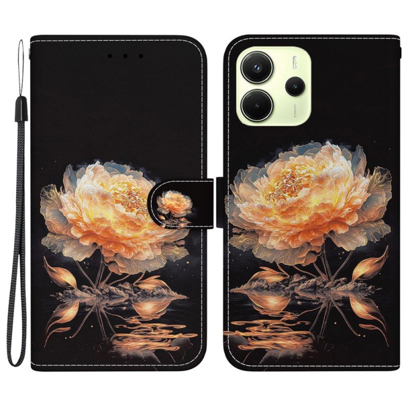 Läderfodral Xiaomi Redmi Note 14 4g Telefonfodral Orange Pion