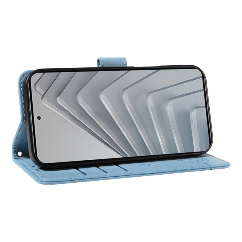 Läderfodral Xiaomi Redmi Note 14 4g Telefonfodral Rolig Katt Med Rem