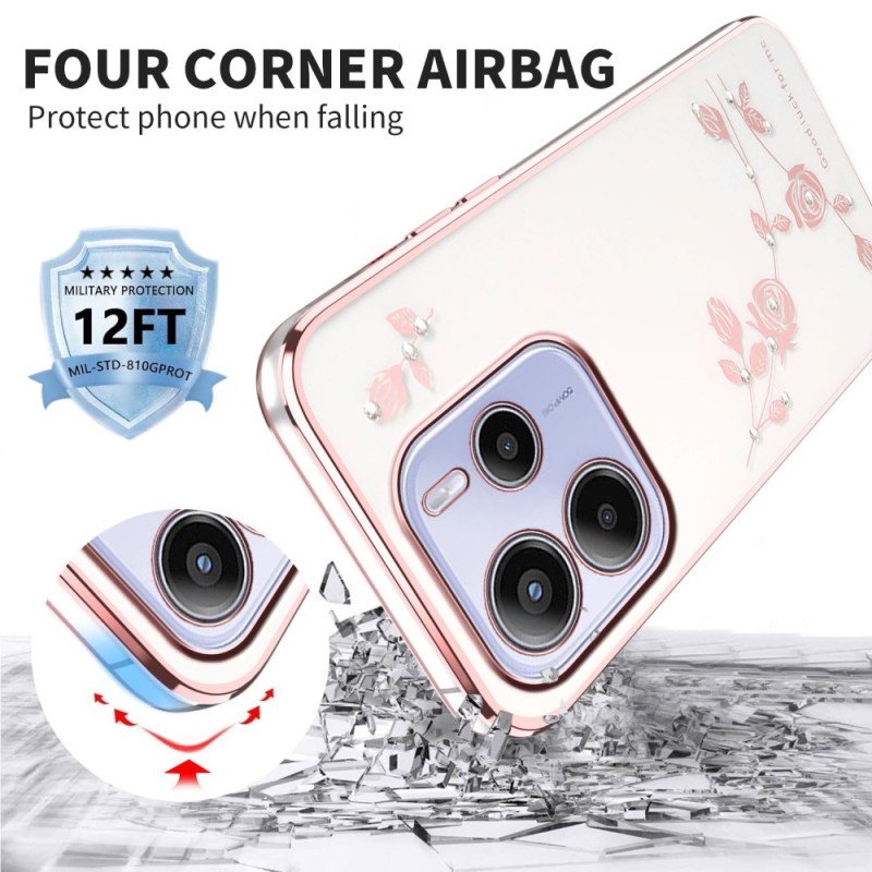 Skal Xiaomi Redmi Note 14 4g Telefonfodral Strass Och Blommor