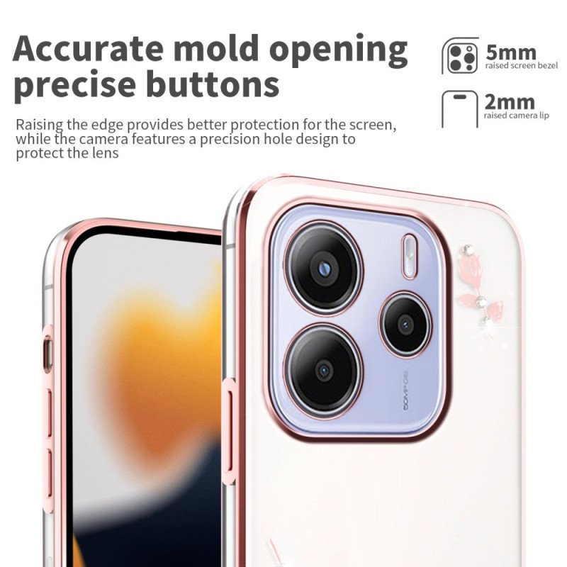 Skal Xiaomi Redmi Note 14 4g Telefonfodral Strass Och Blommor