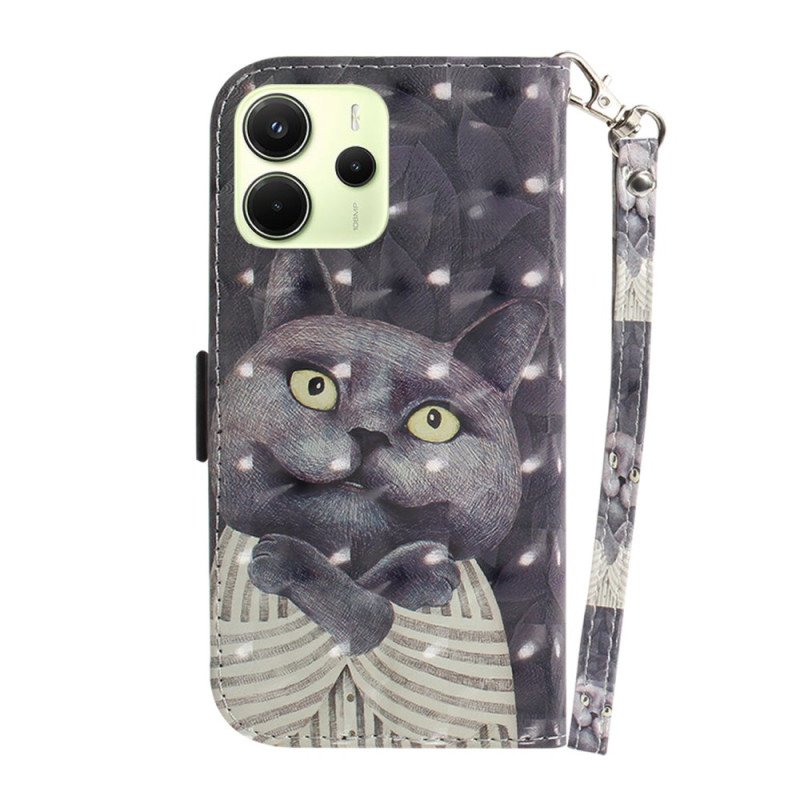 Skyddsfodral Xiaomi Redmi Note 14 4g Grå Katt Med Rem